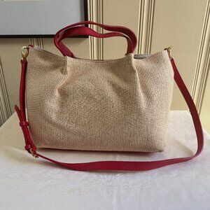 Mark & Graham Gemma Italian Raffia Tote Bag Red